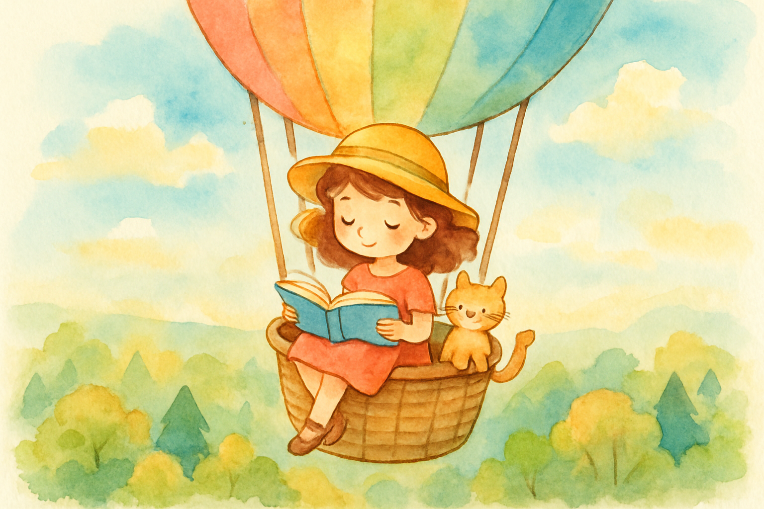 whimsical-childrens-book-illustration-of-a-girl-and-her-cat